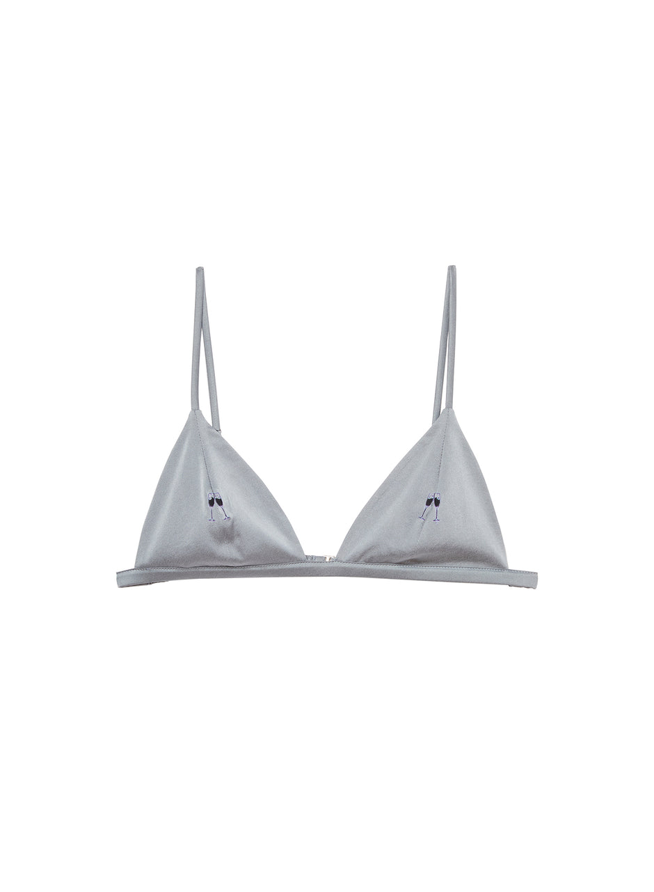 Mr. grey - Champagne Embroidered Luxe Triangle Bra | Fleur du Mal