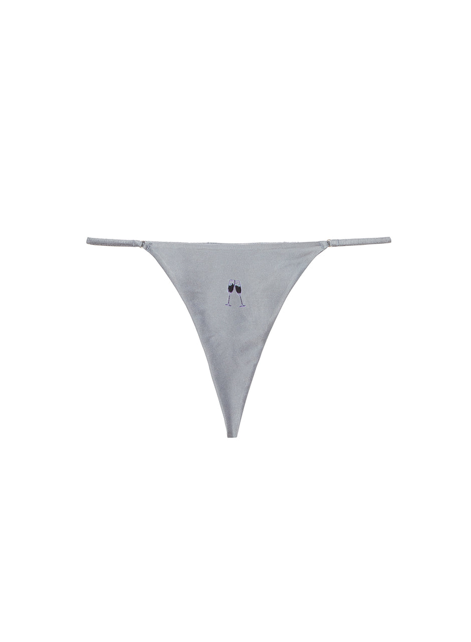 Mr. grey - Champagne Embroidered Luxe V-String | Fleur du Mal