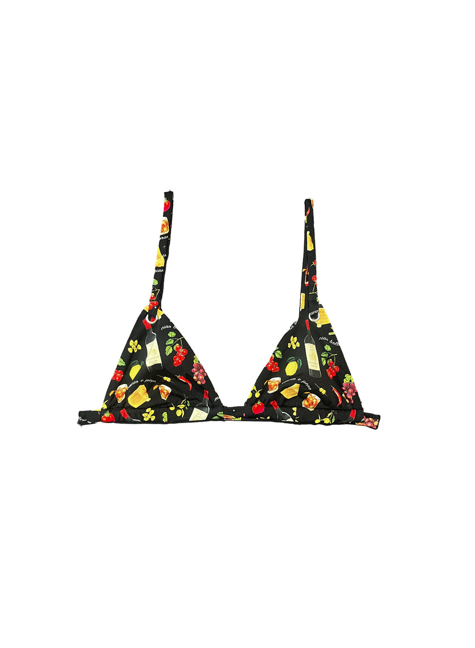 Black ciao amore print - Grommet Triangle Bikini Top | Fleur du Mal