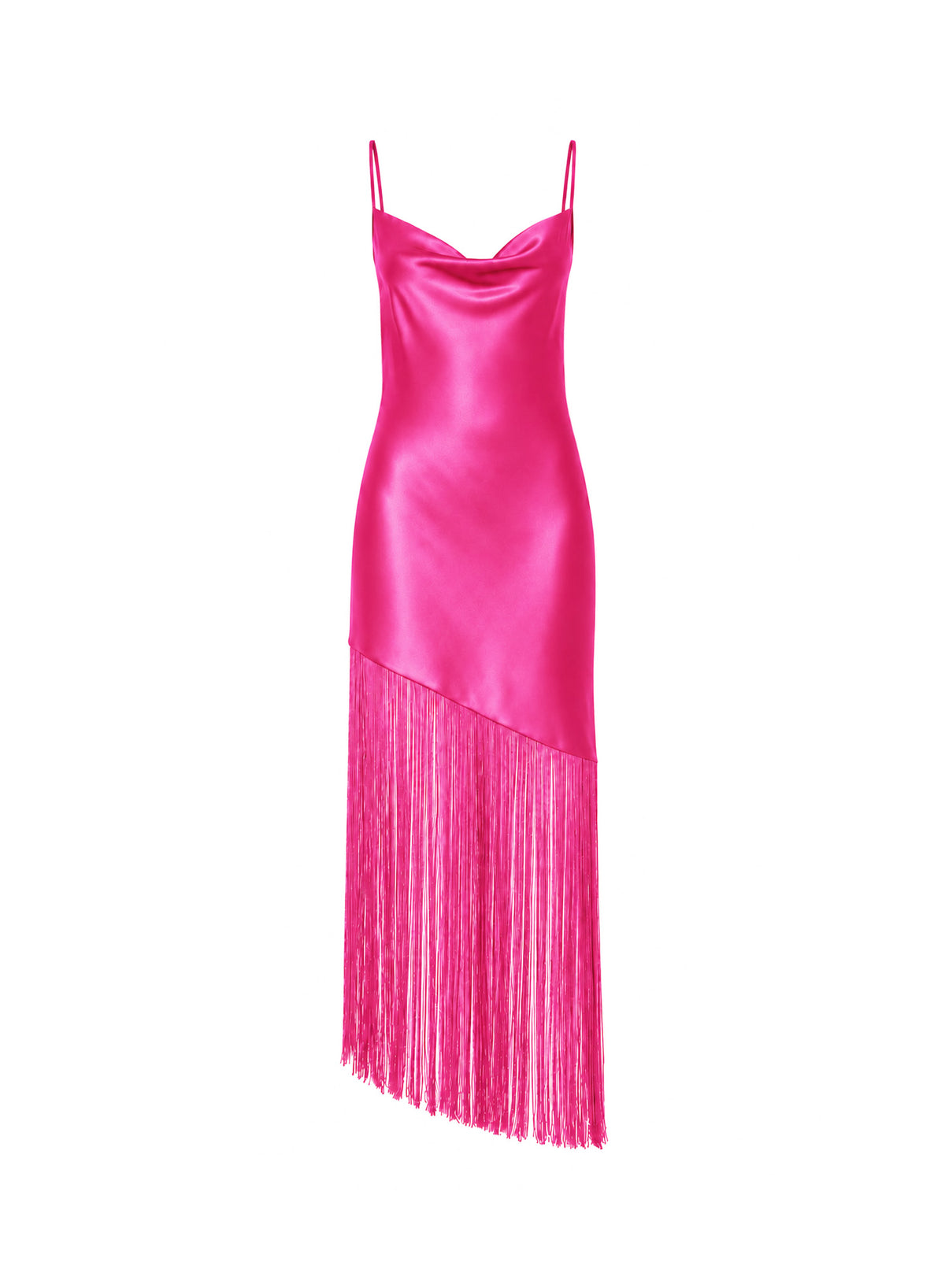 Cowl Neck Fringe Dress-Pink- Fleur du Mal