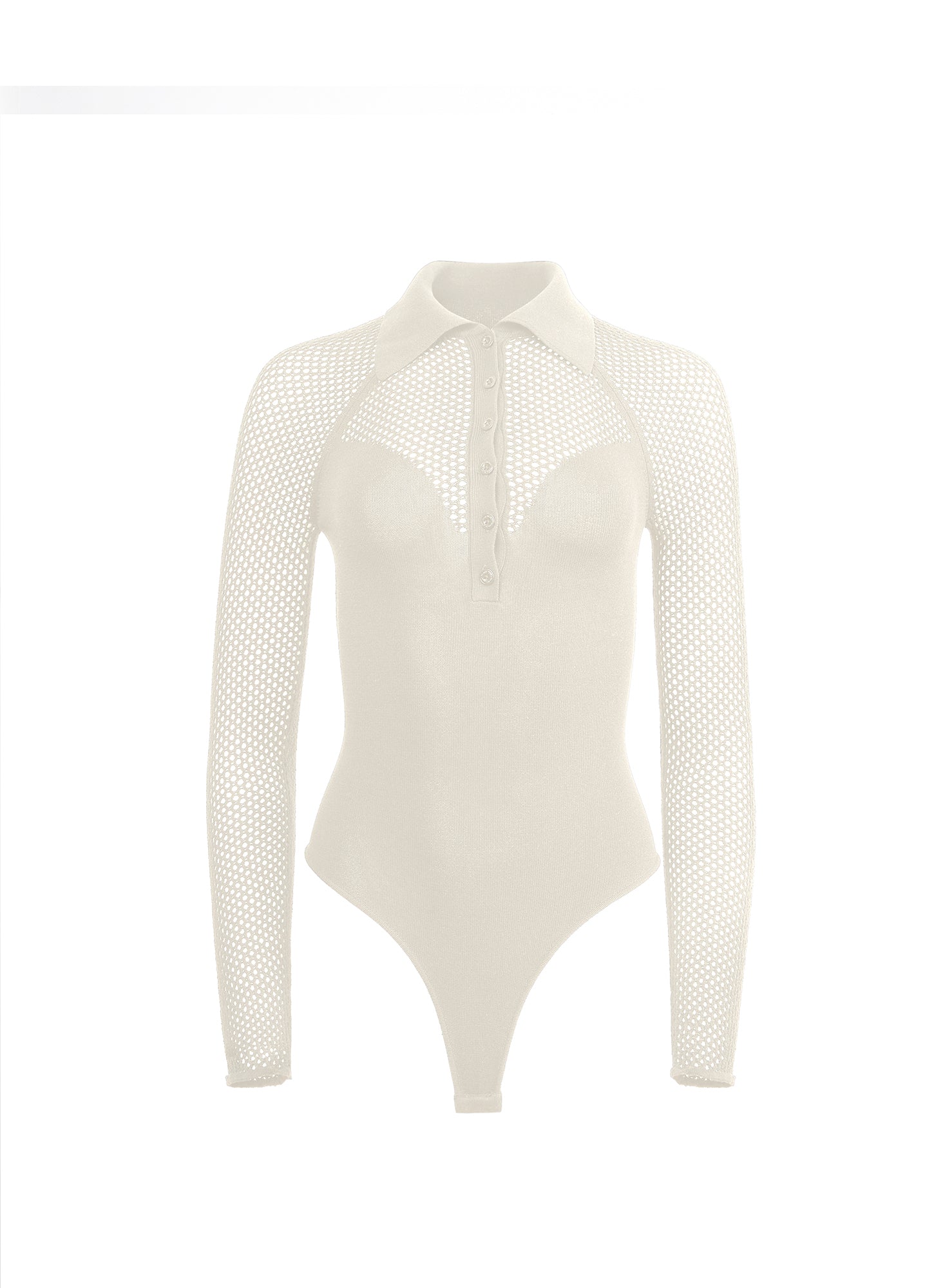 Knit Mesh Collared Bodysuit