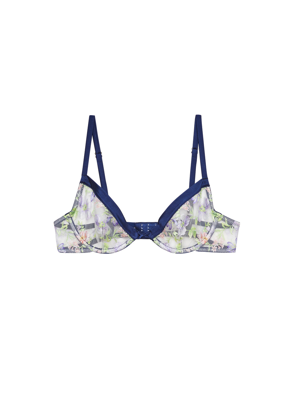 Midnight navy - Elara Embroidery Demi Bra | Fleur du Mal