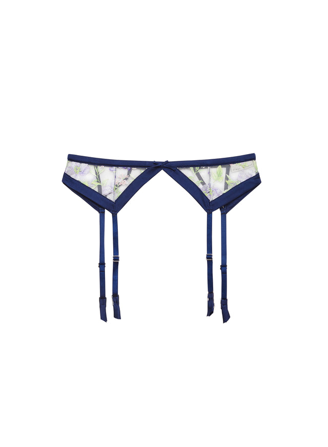 Midnight navy - Elara Embroidery Garter Belt | Fleur du Mal