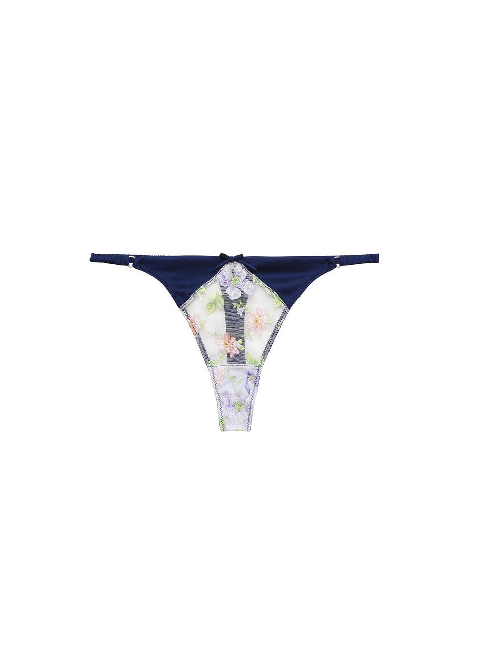 Midnight navy - Elara Embroidery Thong | Fleur du Mal