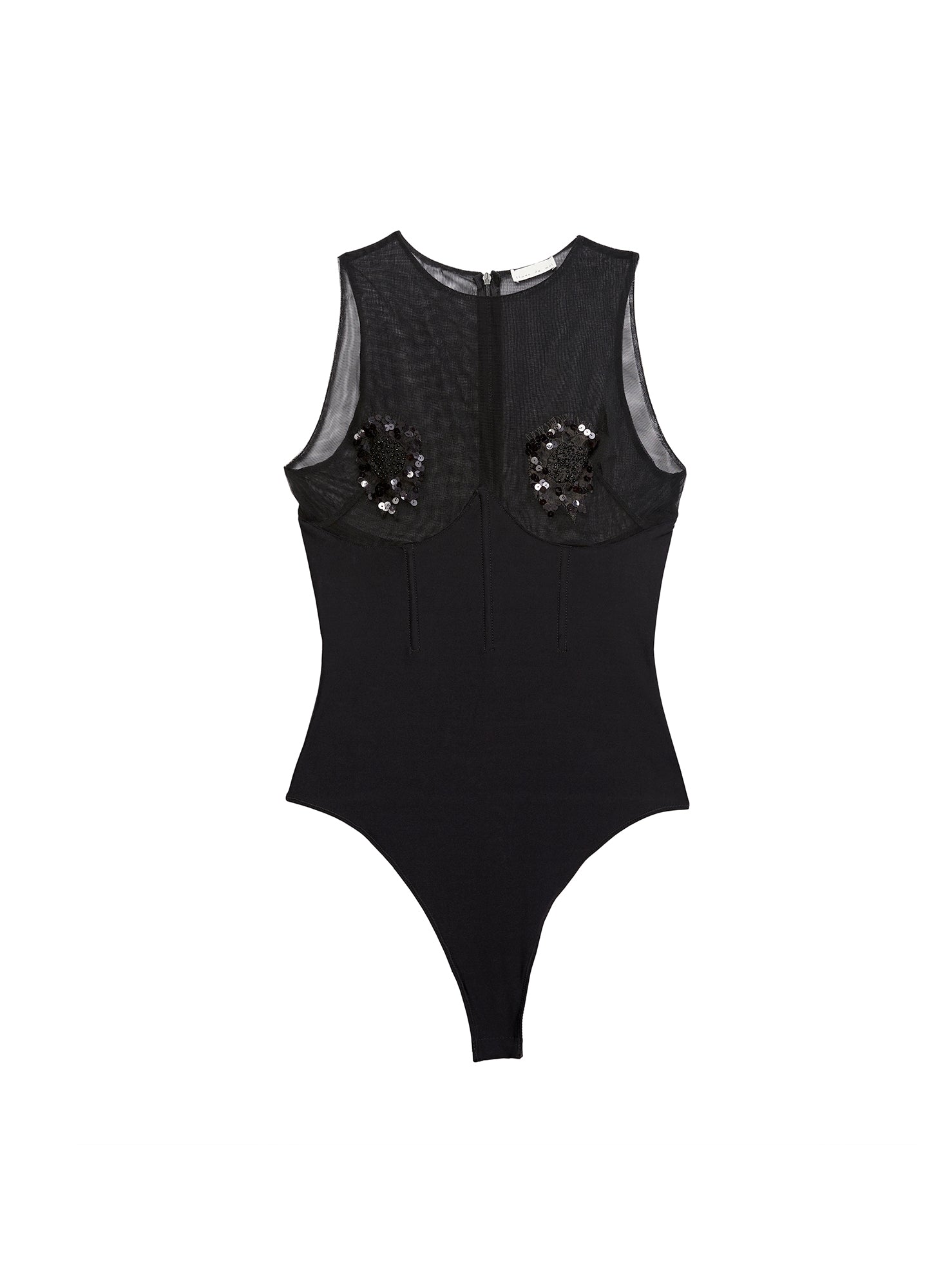 Black Embellished Cup Bodysuit Fleur du Mal