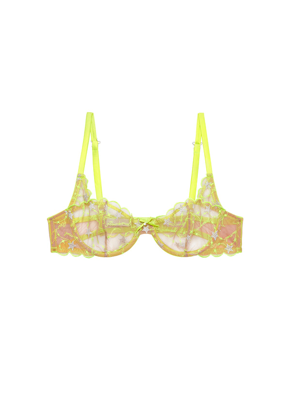 Neon yellow - Étoile Embroidery Balconette Bra | Fleur du Mal