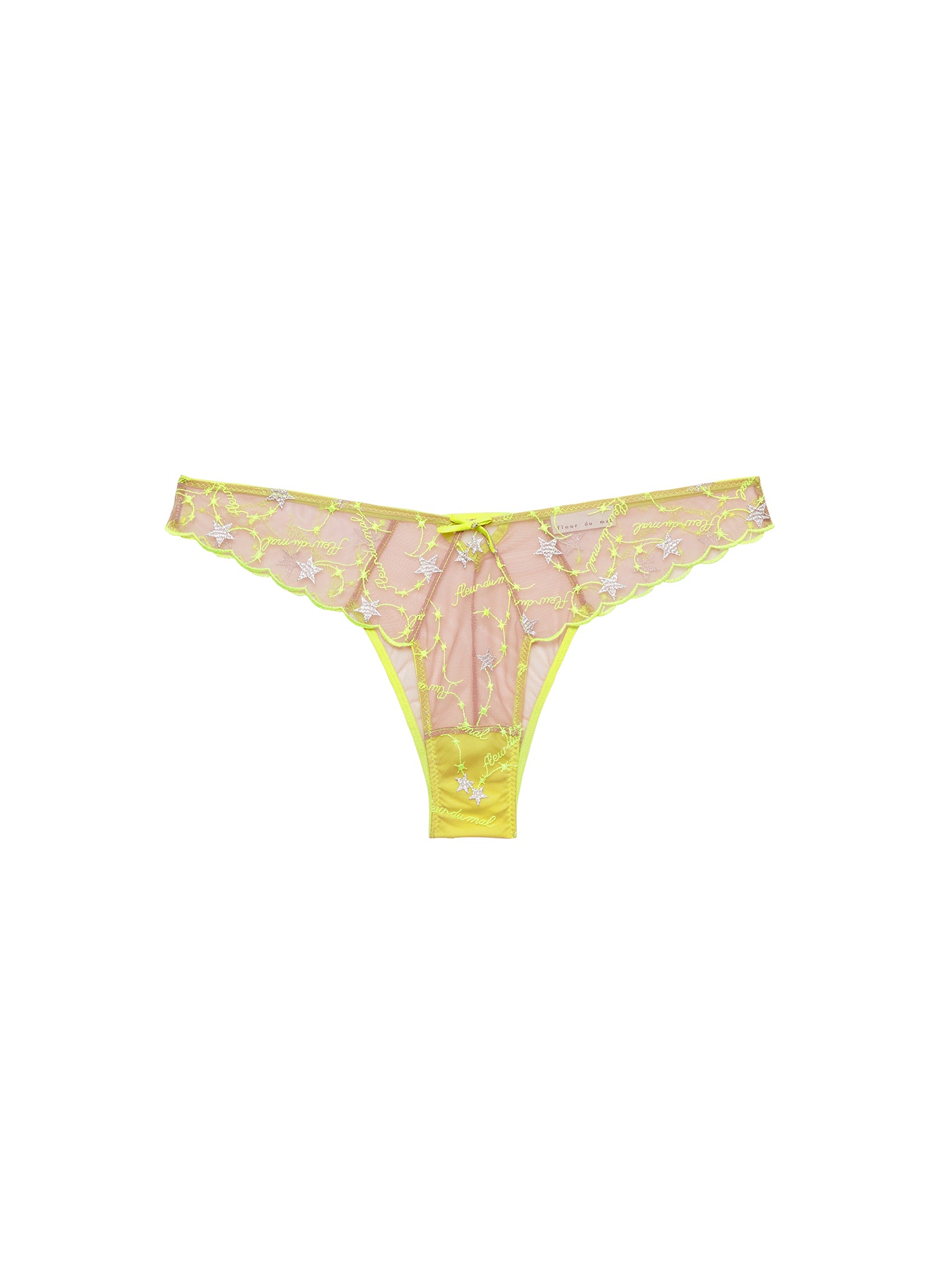 flat-Étoile Embroidery Cheeky- neon yellow-fleur du mal
