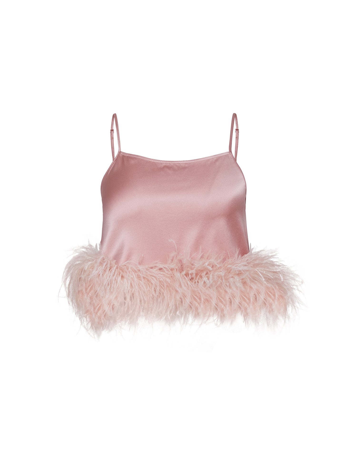 Feather Cropped Cami in rose pink- Fleur du Mal 
