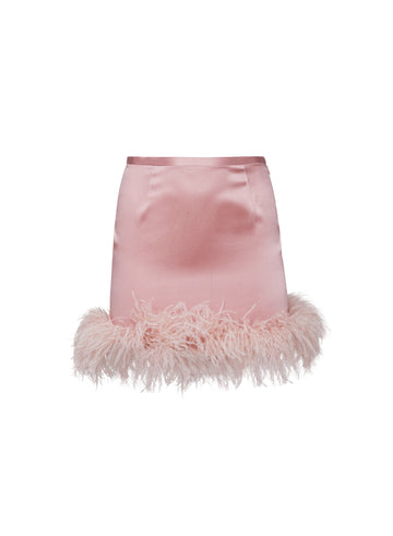 Rose pink - Feather Mini Skirt | Fleur du Mal