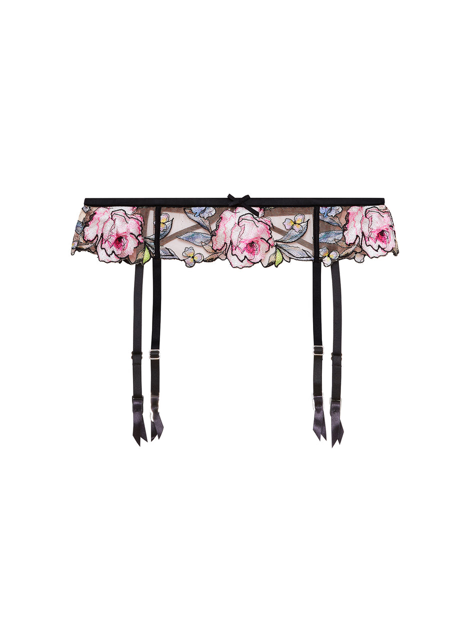 Black Fidelia Embroidery Garter Belt | Fleur du Mal Black Fidelia Embroidery Garter Belt | Fleur du Mal