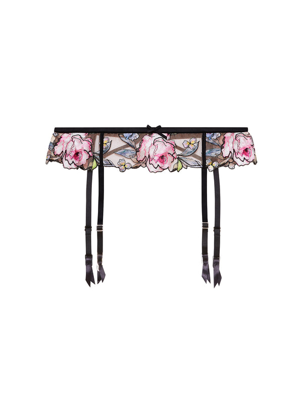 Black - Fidelia Embroidery Garter Belt | Fleur du Mal