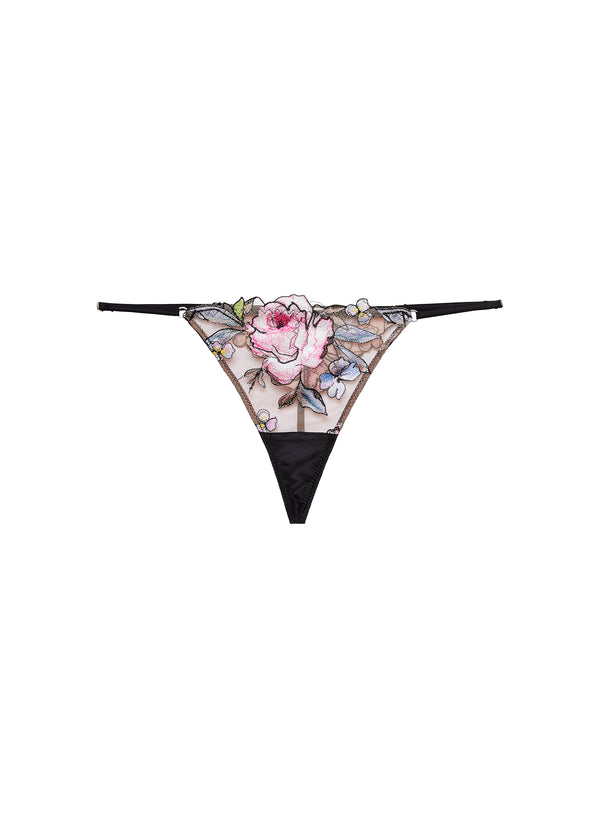 Black - Fidelia Embroidery V-String | Fleur du Mal