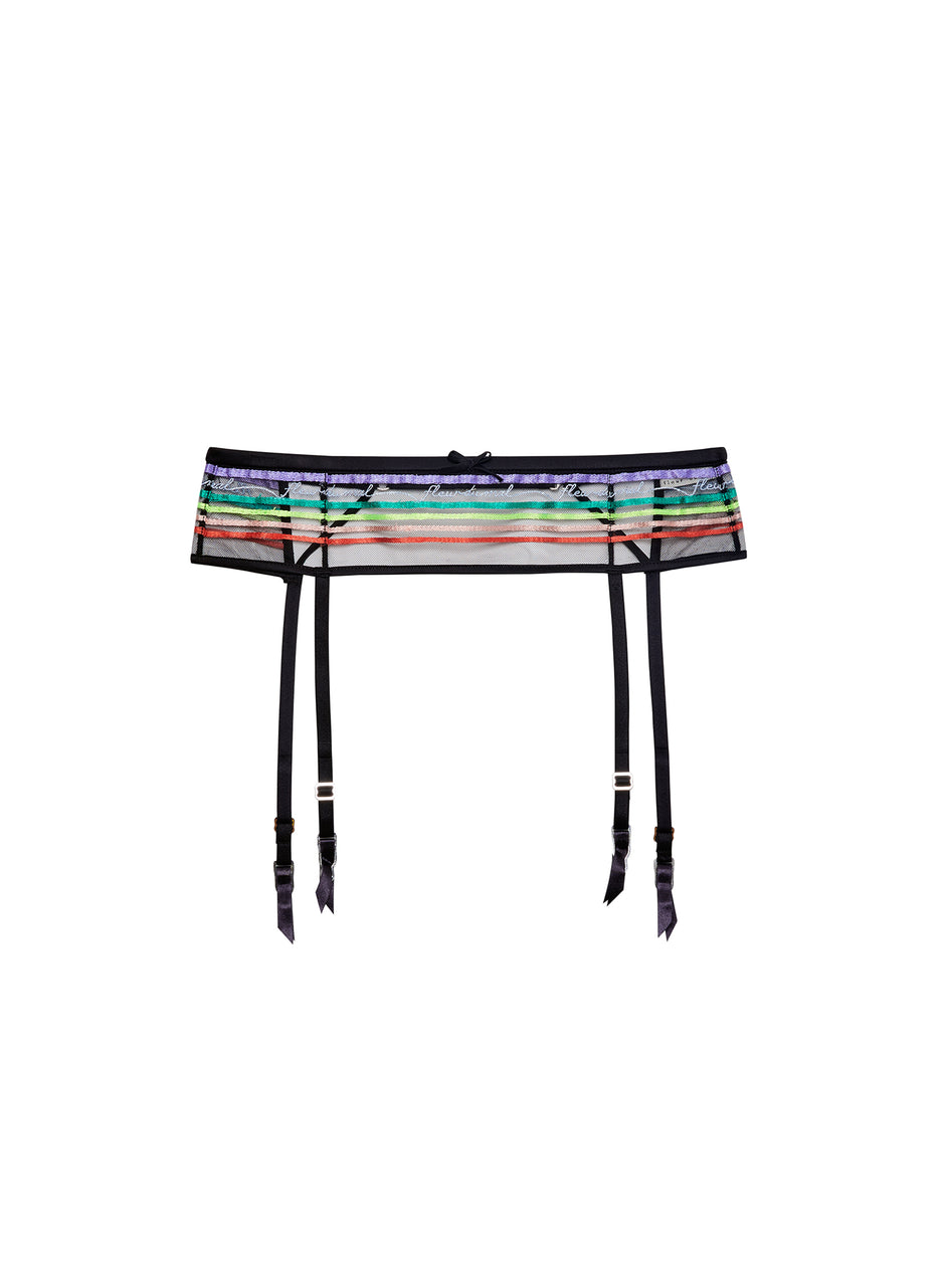 Black - Fleur Stripe Garter Belt | Fleur du Mal