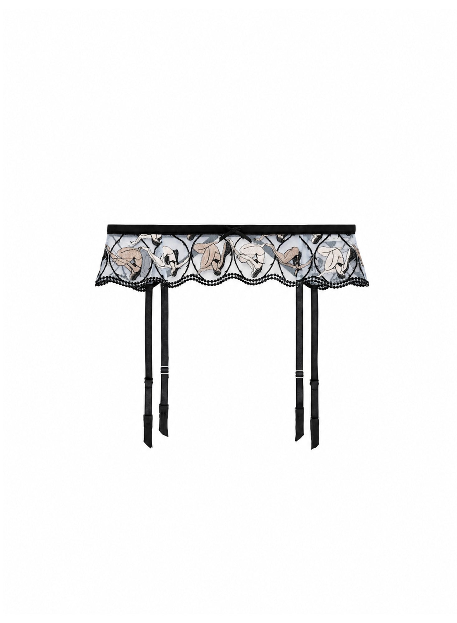 Fleur Muse Embroidery Garter Belt-Flat
