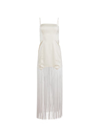 Fringe Maxi Dress in white- Fleur du mal