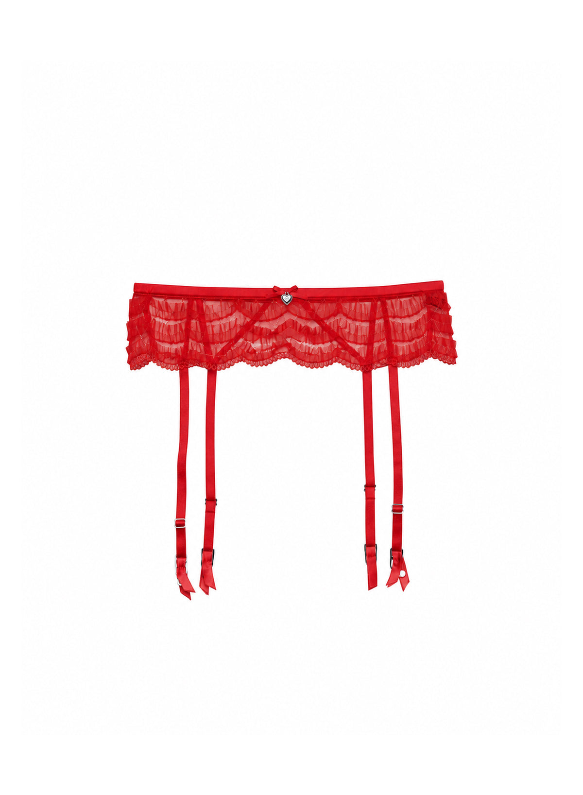 Frou Frou Embroidery Garter Belt- Rouge- Fleur du Mal-flat