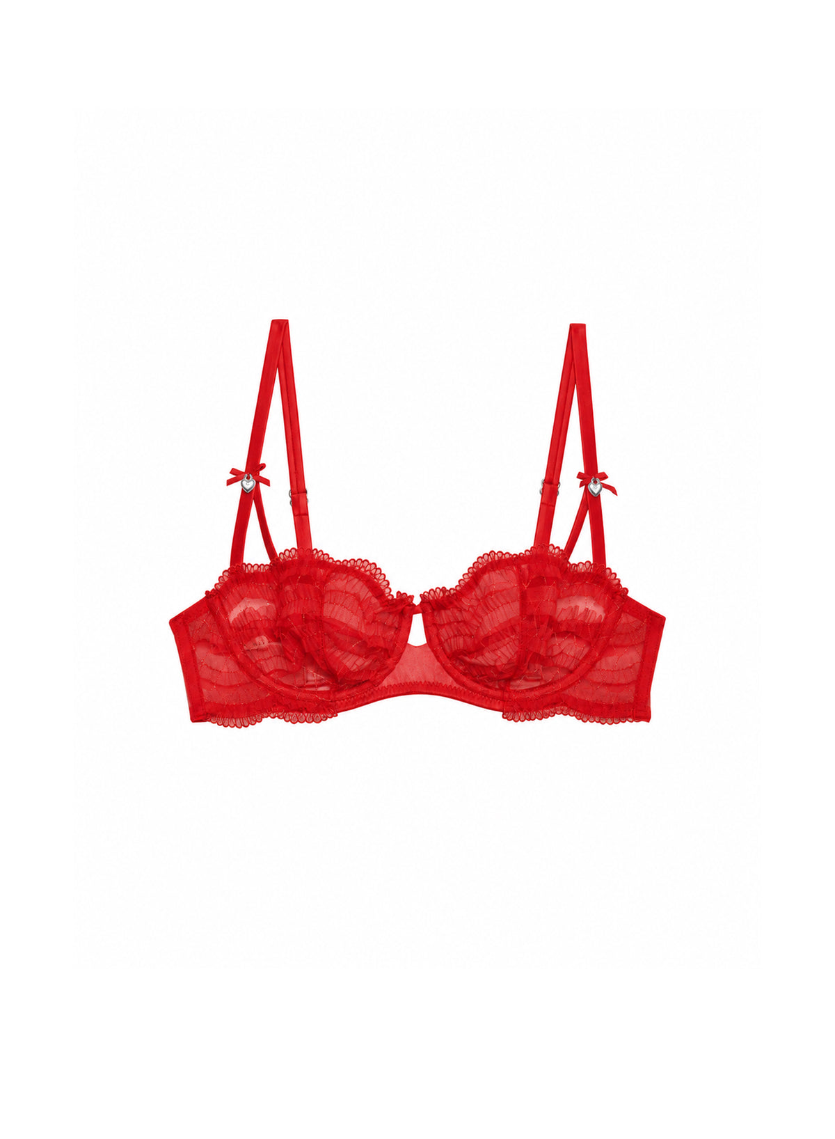 Frou Frou Embroidery Balconette Bra-rouge- Fleur du Mal-flat