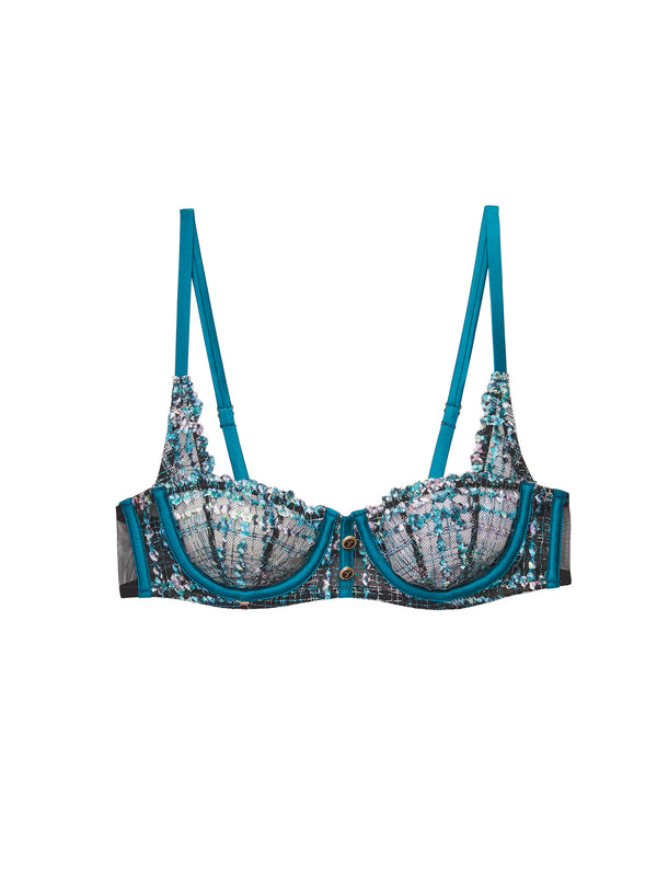 FLEUR DU MAL + NET SUSTAIN Gabrielle embellished embroidered recycled-tulle  underwired soft-cup balconette bra