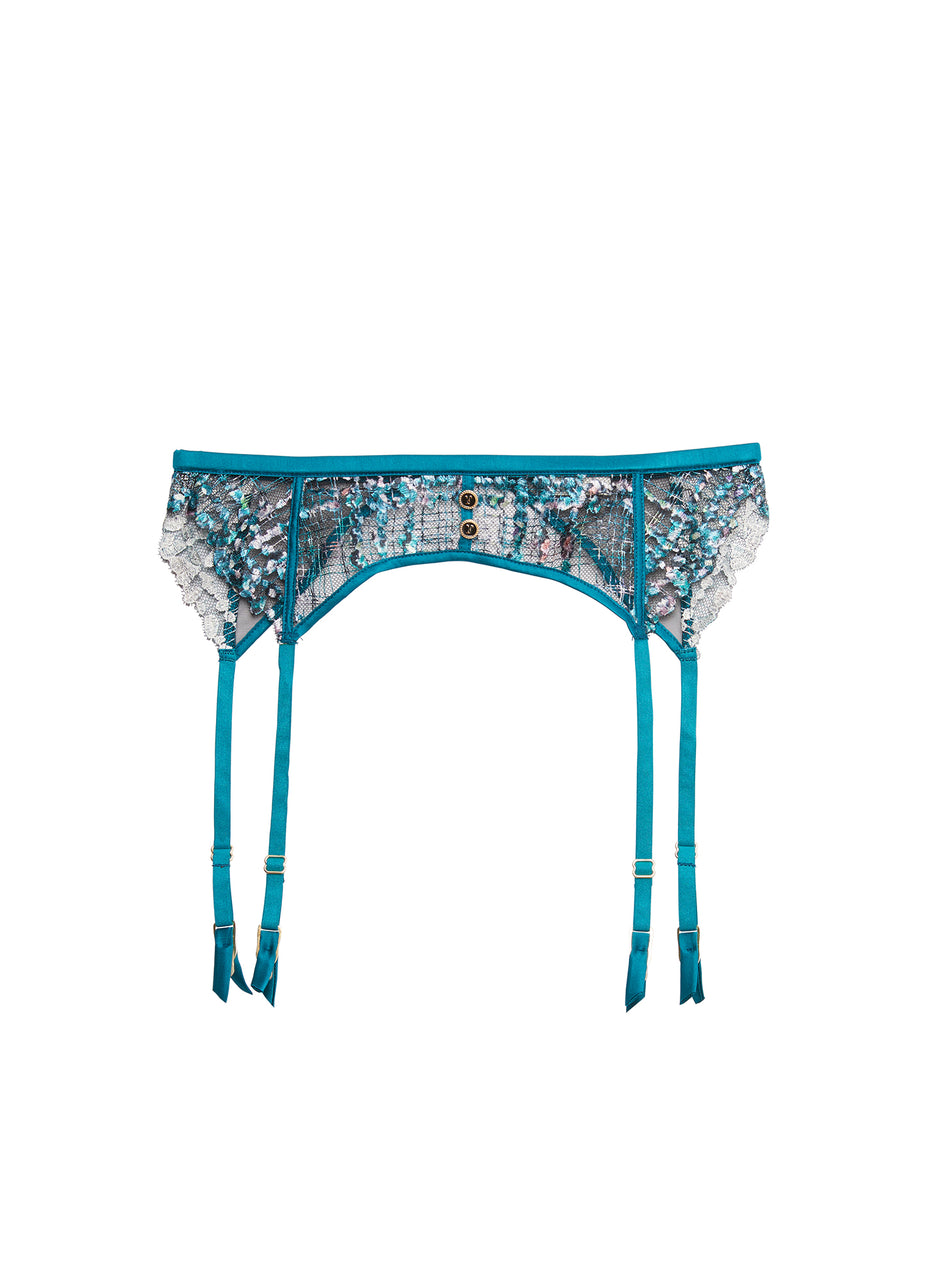 Aquamarine - Gabrielle Embroidery Garter Belt | Fleur du Mal