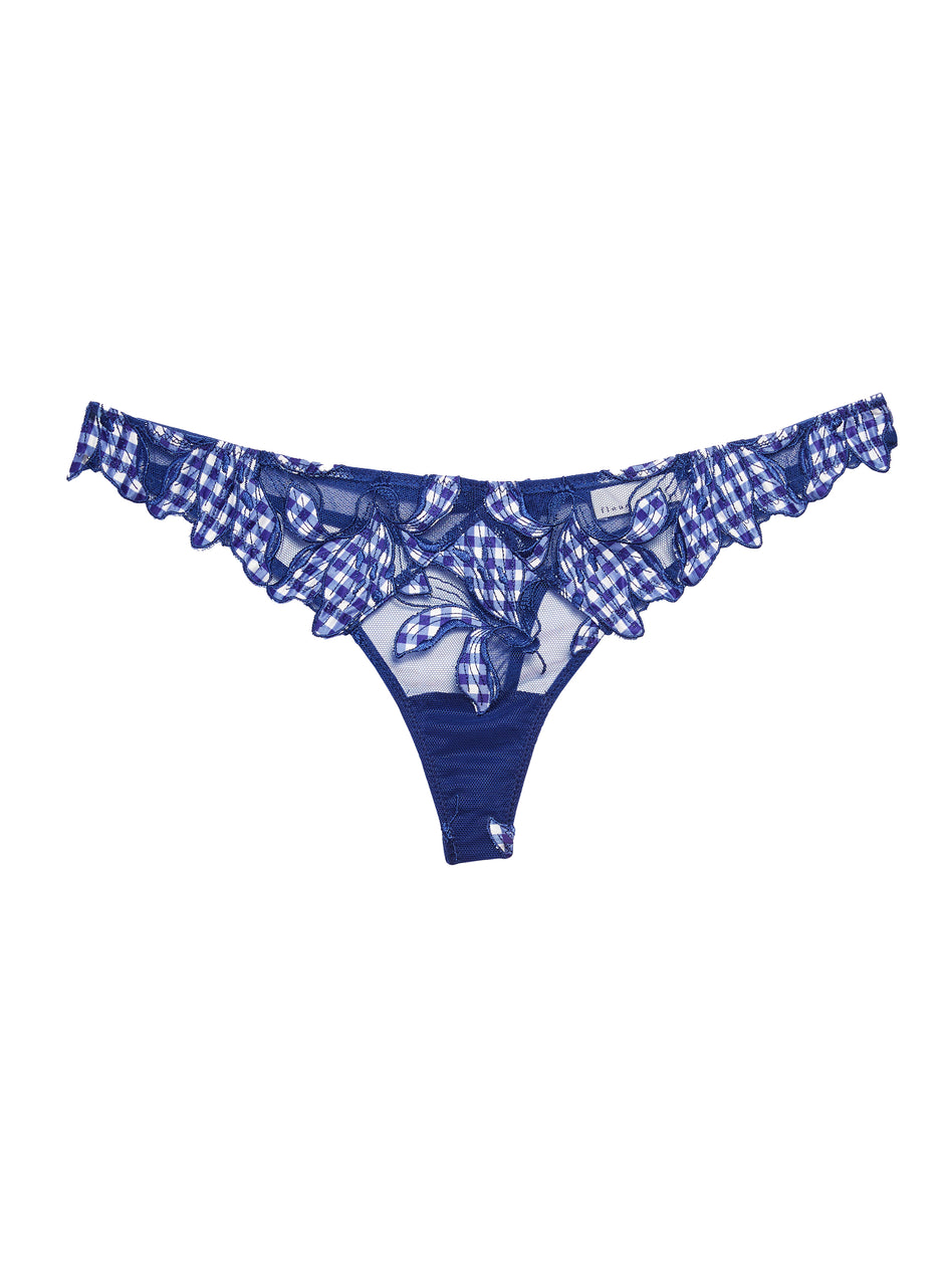 Starry blue gingham - Lily Embroidery Hipster Thong | Fleur du Mal