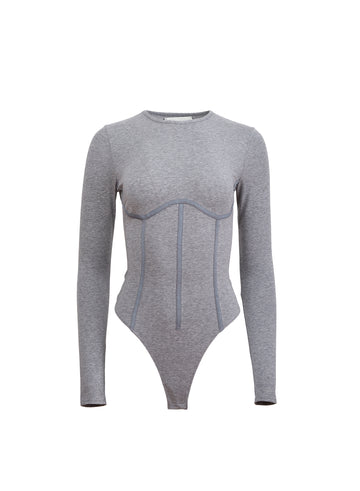 Heather grey - Organic Cotton Long Sleeve T-Shirt Bodysuit | Fleur du Mal