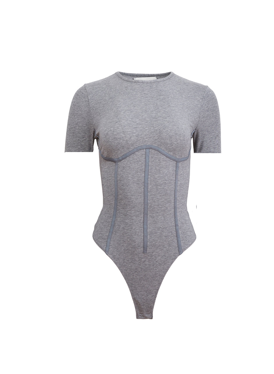 Heather grey - Organic Cotton T-Shirt Bodysuit | Fleur du Mal