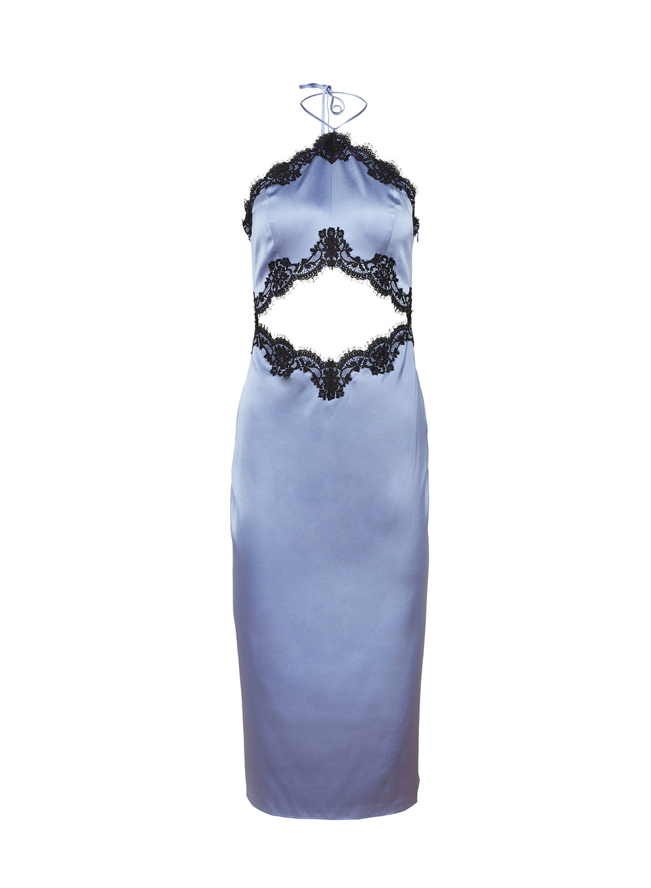 Denim blue - Silk &amp; Lace Halter Slip | Fleur du Mal