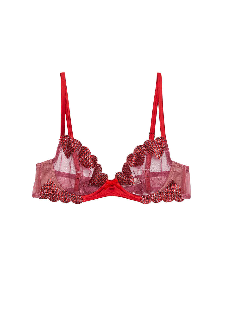 Rouge - Heart Embroidery Demi Bra | Fleur du Mal