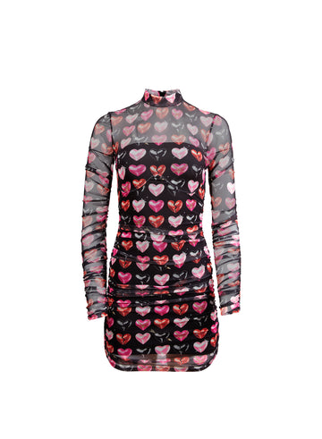 Black heartbreaker print - Heartbreaker Ruched Mini Dress | Fleur du Mal