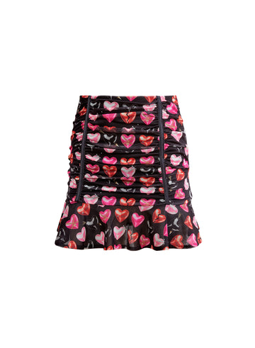 Black heartbreaker print - Heartbreaker Ruched Skirt | Fleur du Mal