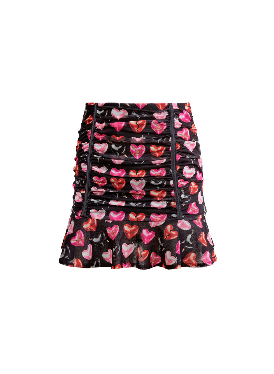 Heartbreaker print - Heartbreaker Ruched Skirt | Fleur du Mal