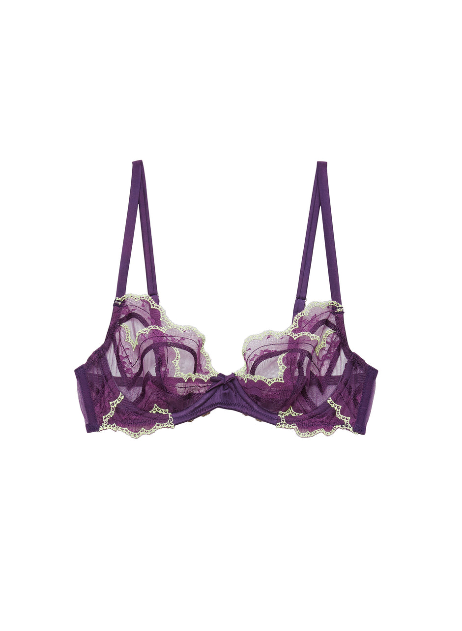 Midnight purple - Hendrix Embroidery Demi Bra | Fleur du Mal