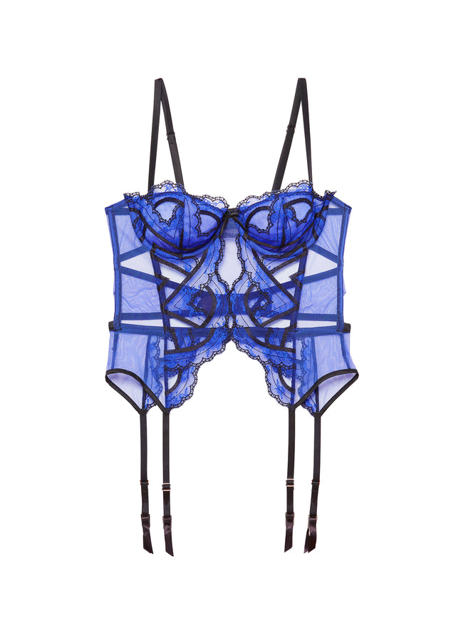 Electric blue - Hendrix Embroidery Garter Basque | Fleur du Mal