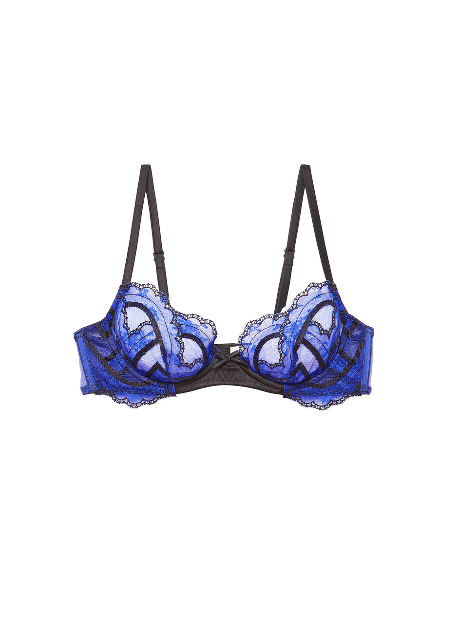 Electric blue - Hendrix Embroidery Demi Bra | Fleur du Mal