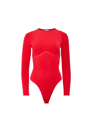 Rouge - Hourglass Rib Long Sleeve Bodysuit | Fleur du Mal