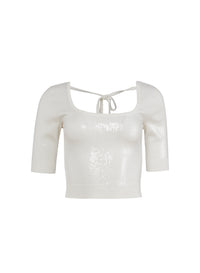 Sequin knit Scooped neck top- FDM