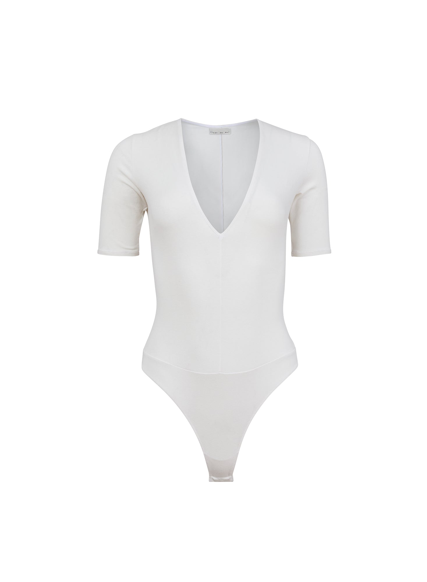 Organic Cotton Deep V Bodysuit in white-fleur du mal