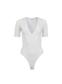 Organic Cotton Deep V Bodysuit in white-fleur du mal