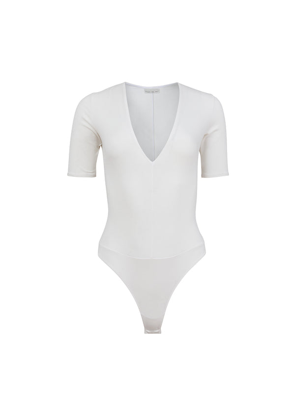 Ivory - Organic Cotton Deep V Bodysuit | Fleur du Mal