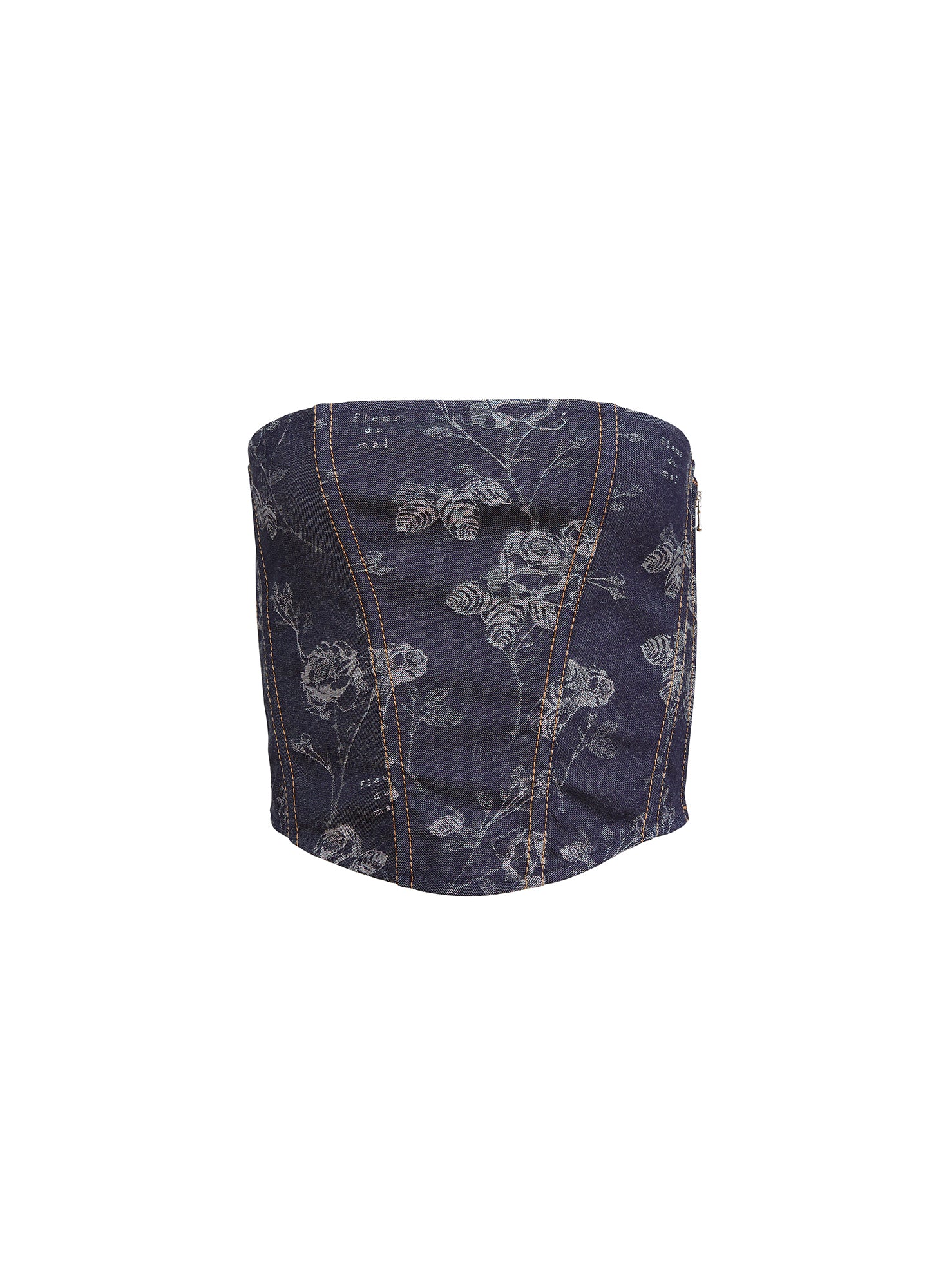 Denim Jacquard Corset Top