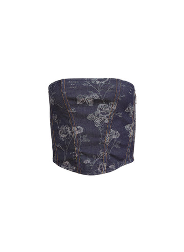 Floral jacquard - Denim Jacquard Corset Top | Fleur du Mal