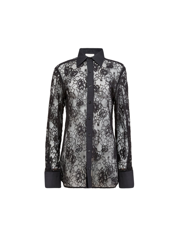 Black - Juliet Lace Button Down | Fleur du Mal
