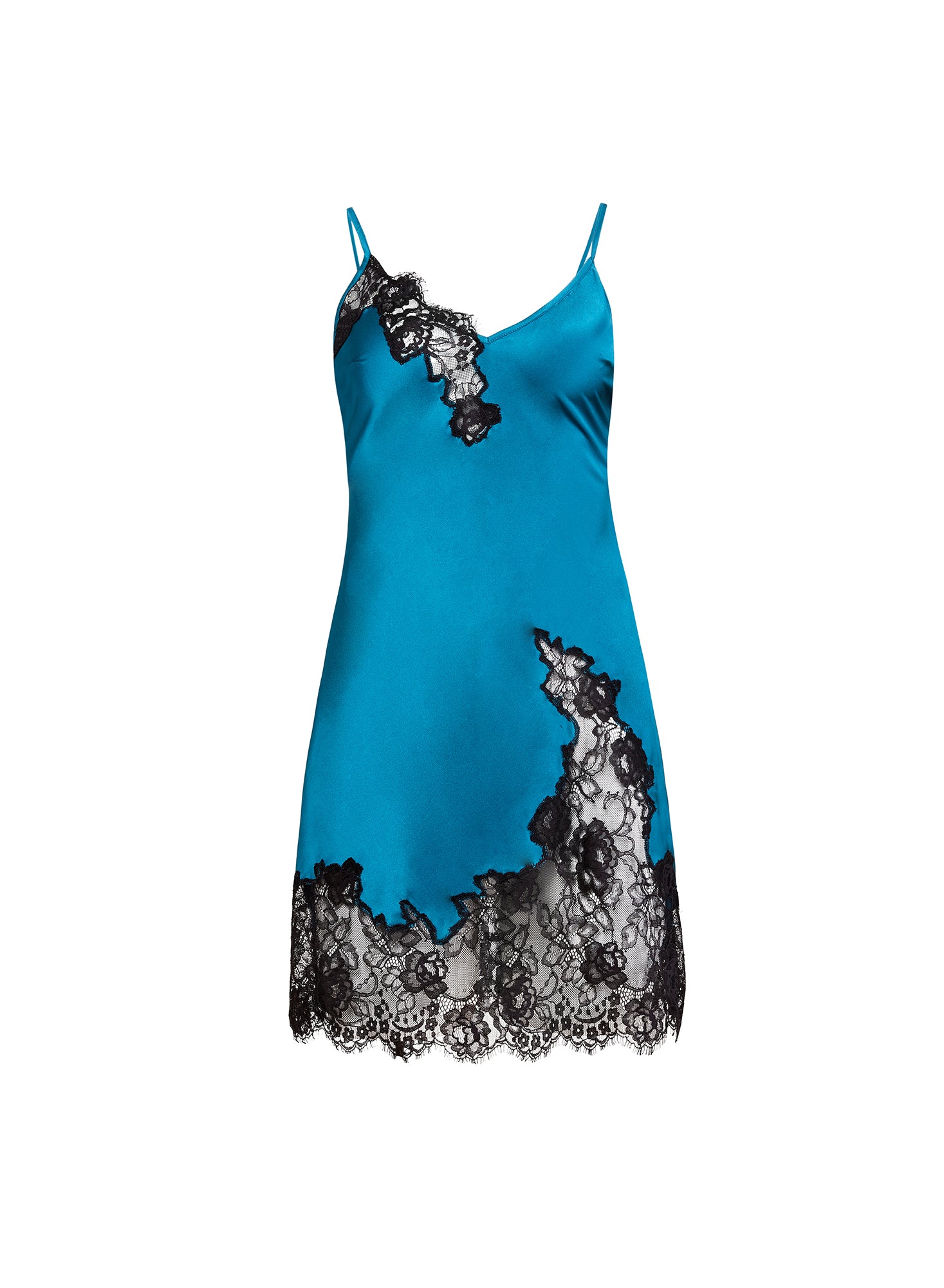 Juliet Lace Mini Slip in aquamarine