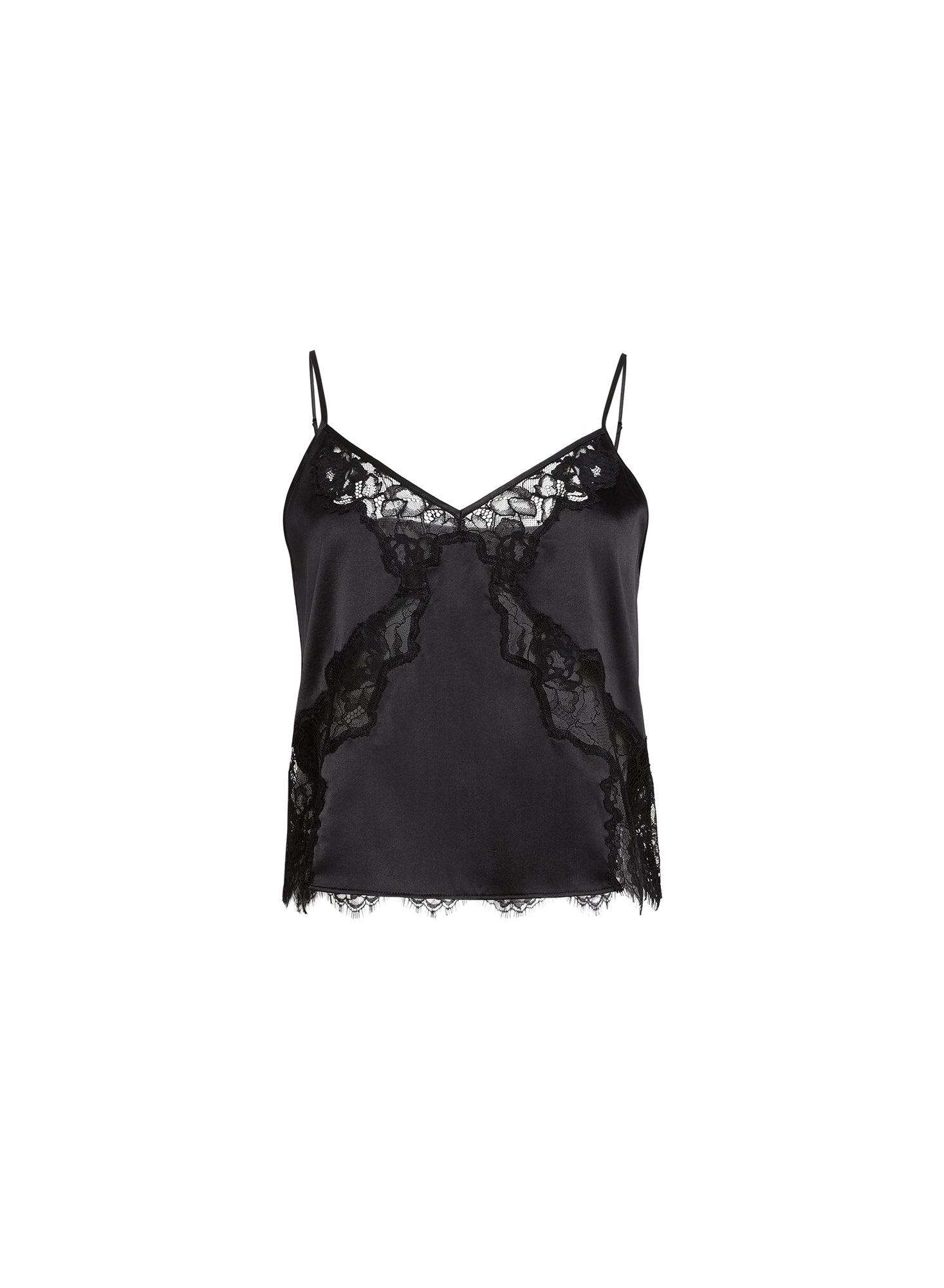 Juliet Lace Silk Cami in black-fleur du mal