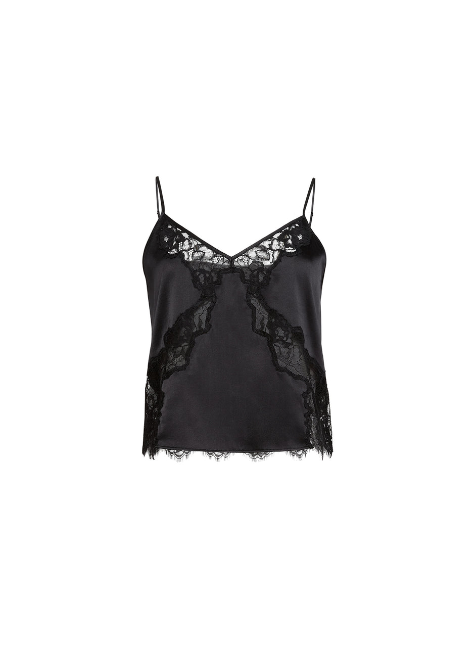 Black - Juliet Lace Silk Cami | Fleur du Mal