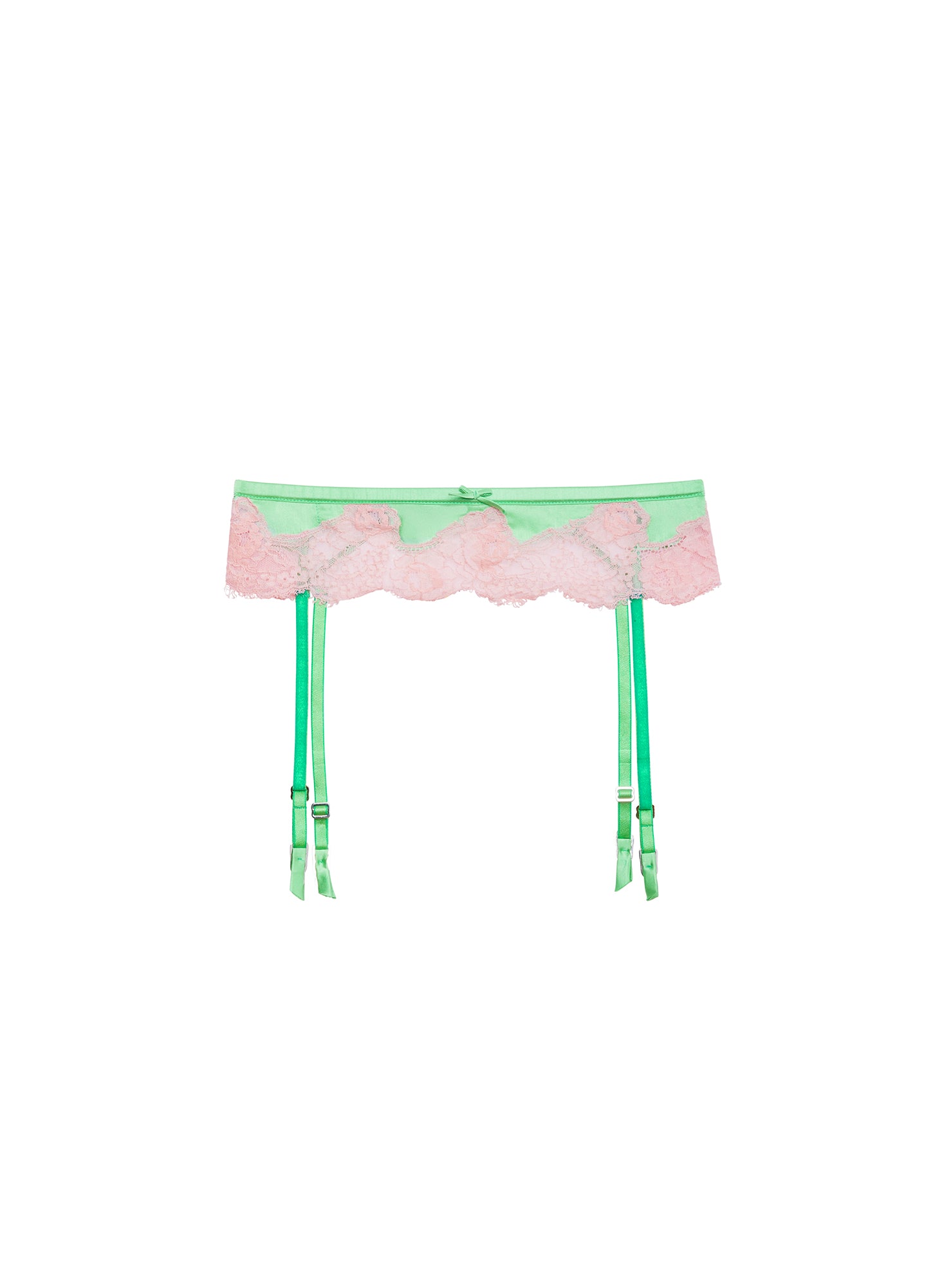 Juliet Lace Garter Belt- Pastel Lime Green-Fleur du Mal-flat