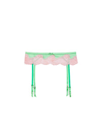 Juliet Lace Garter Belt- Pastel Lime Green-Fleur du Mal-flat