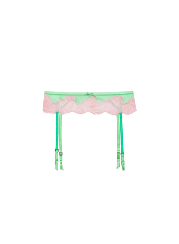 Juliet Lace Garter Belt- Pastel Lime Green-Fleur du Mal-flat