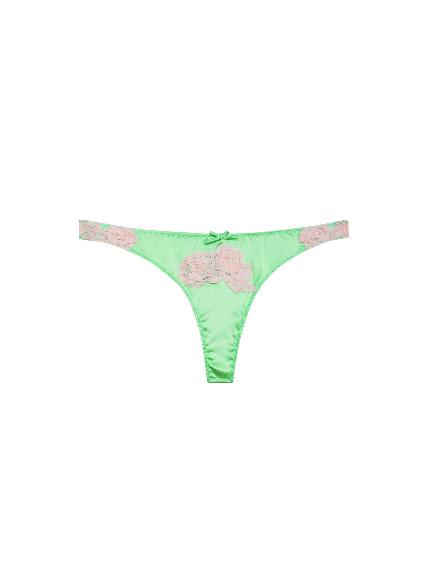 Juliet Lace Thong- Pastel Lime Green- Fleur du Mal-flat