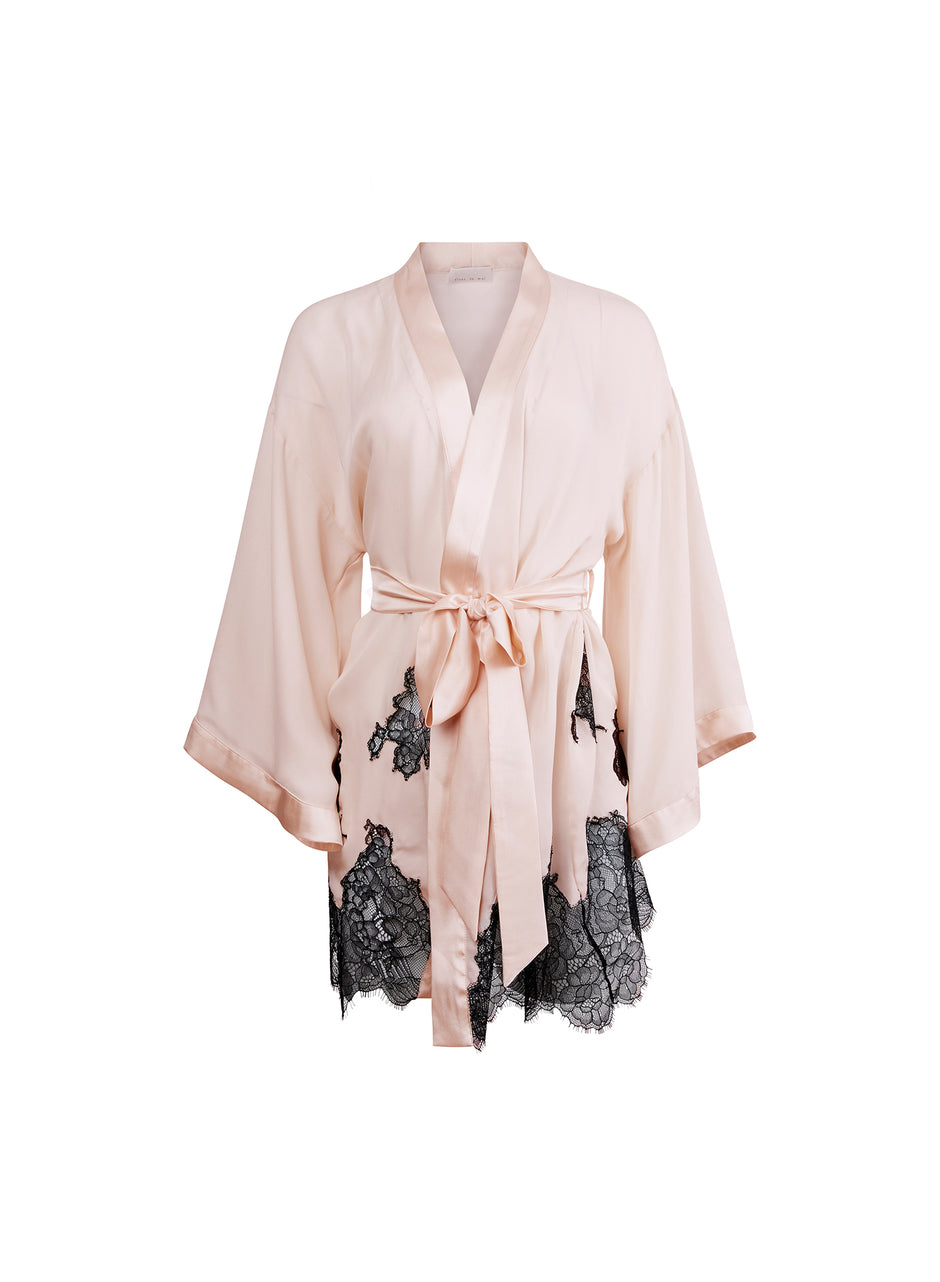 Honey peach - Lace Appliqué Robe | Fleur du Mal